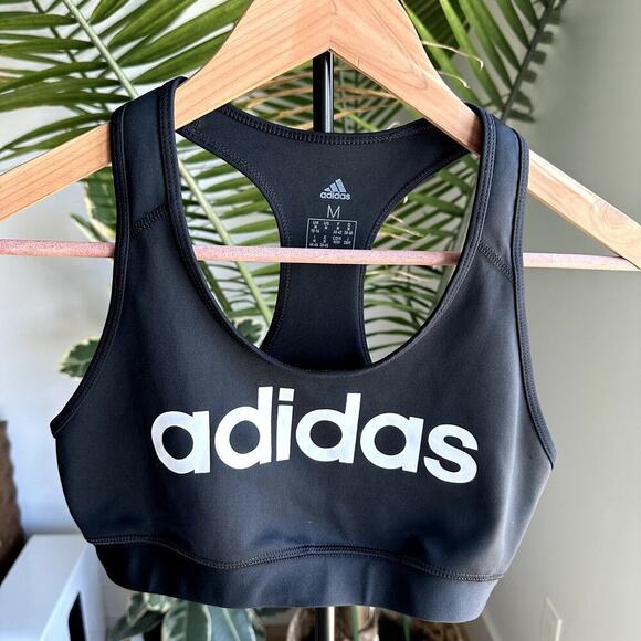 Adidas Climalite Black Racerback Sports Bra M Gym Activewear Running - Picture 1 of 6